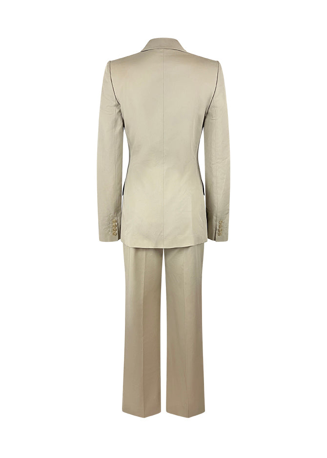 Beige Graffiti Lined 90s Suit