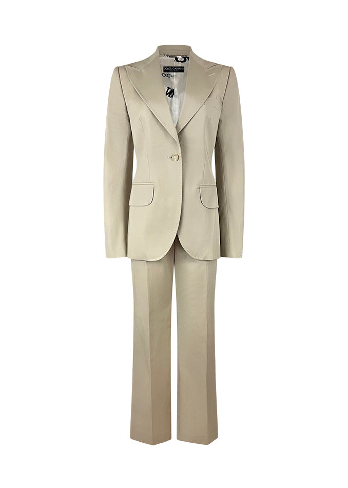 Beige Graffiti Lined 90s Suit