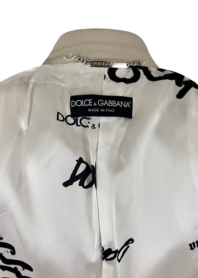 Beige Graffiti Lined 90s Suit