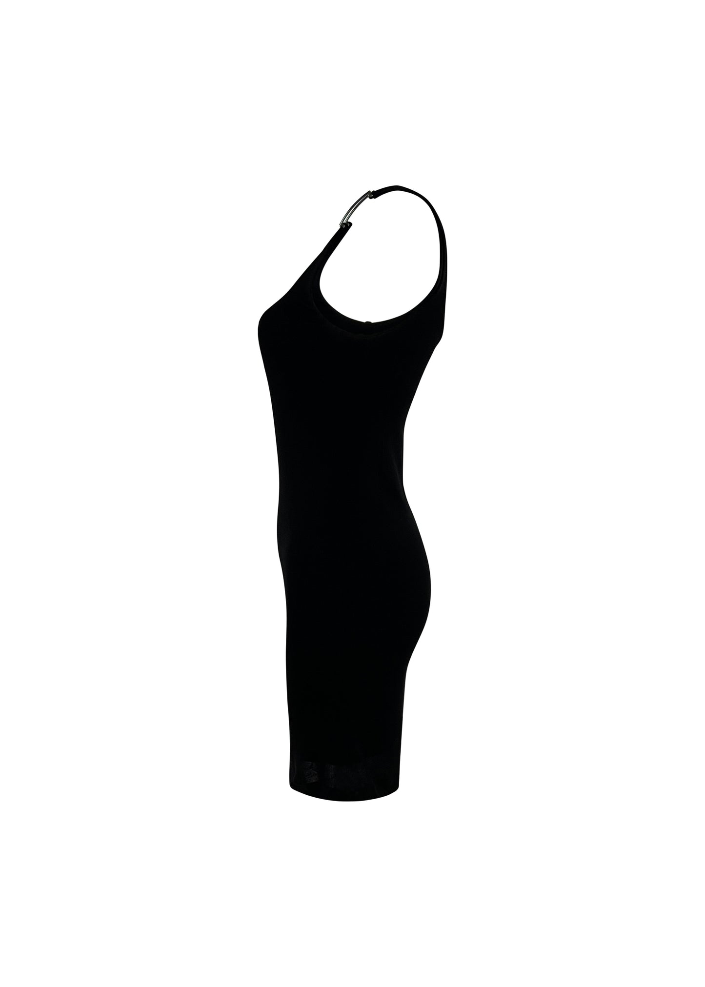 Crystal G Clasp One Shoulder Mini Dress