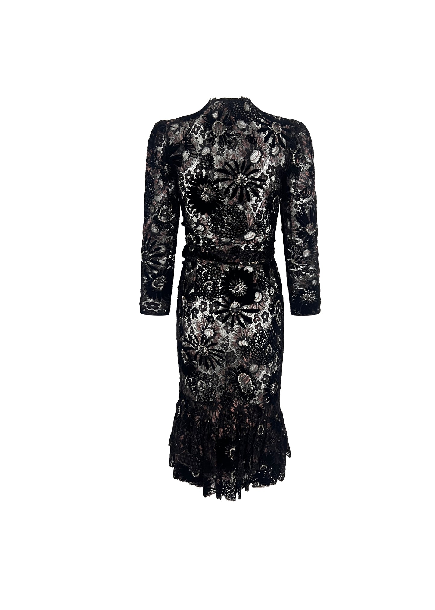 Black Metallic Lace Jacket/Skirt Set