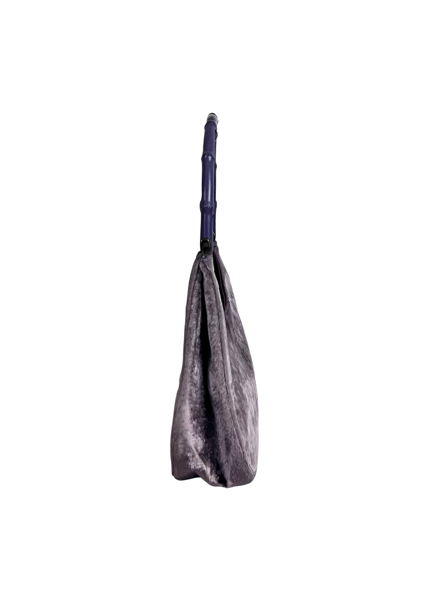 Lavender Monochromatic Velvet Bamboo Top Handle Bag