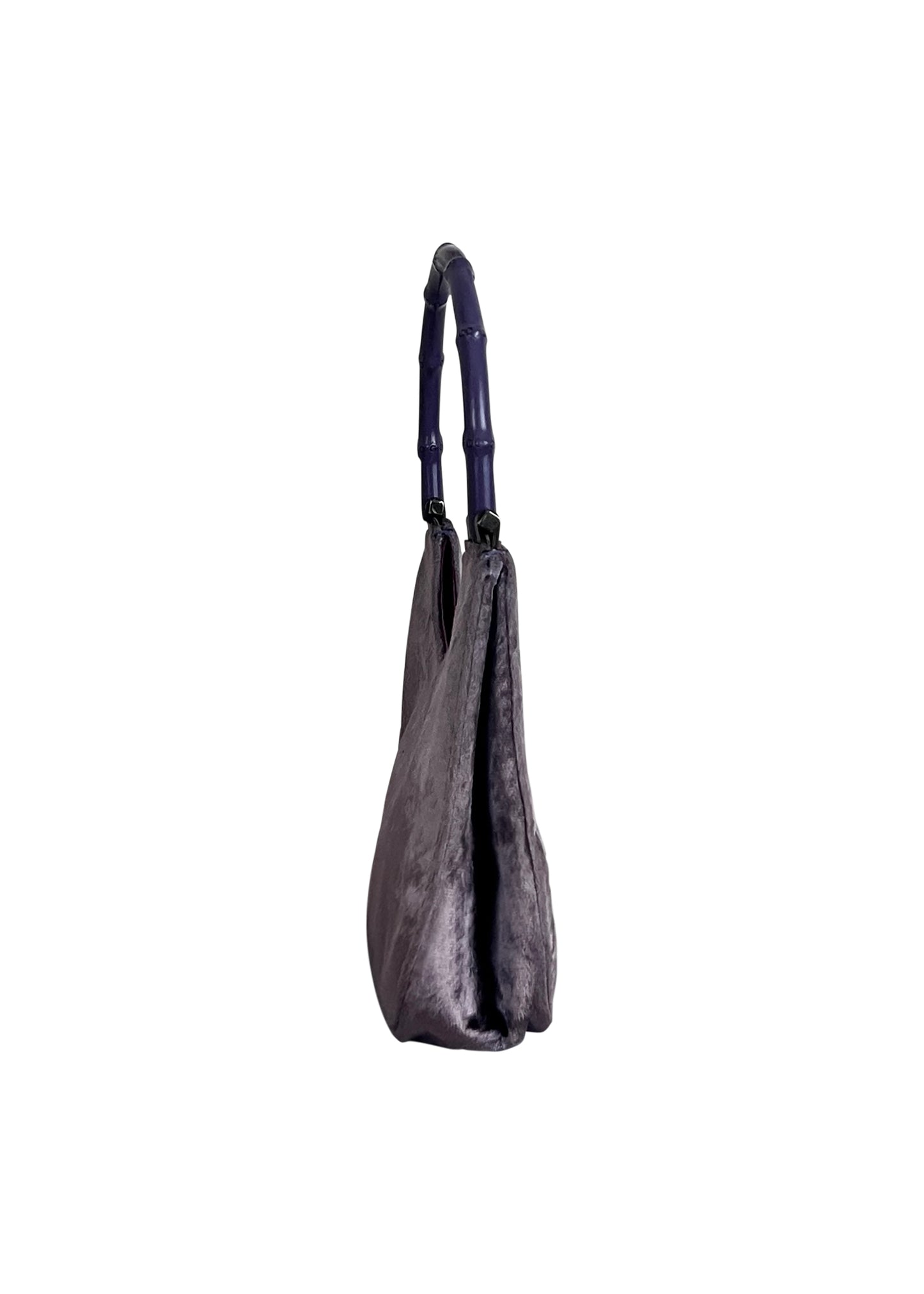 Lavender Monochromatic Velvet Bamboo Top Handle Bag
