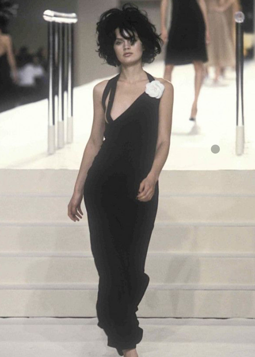 Runway Black Strappy Column Gown