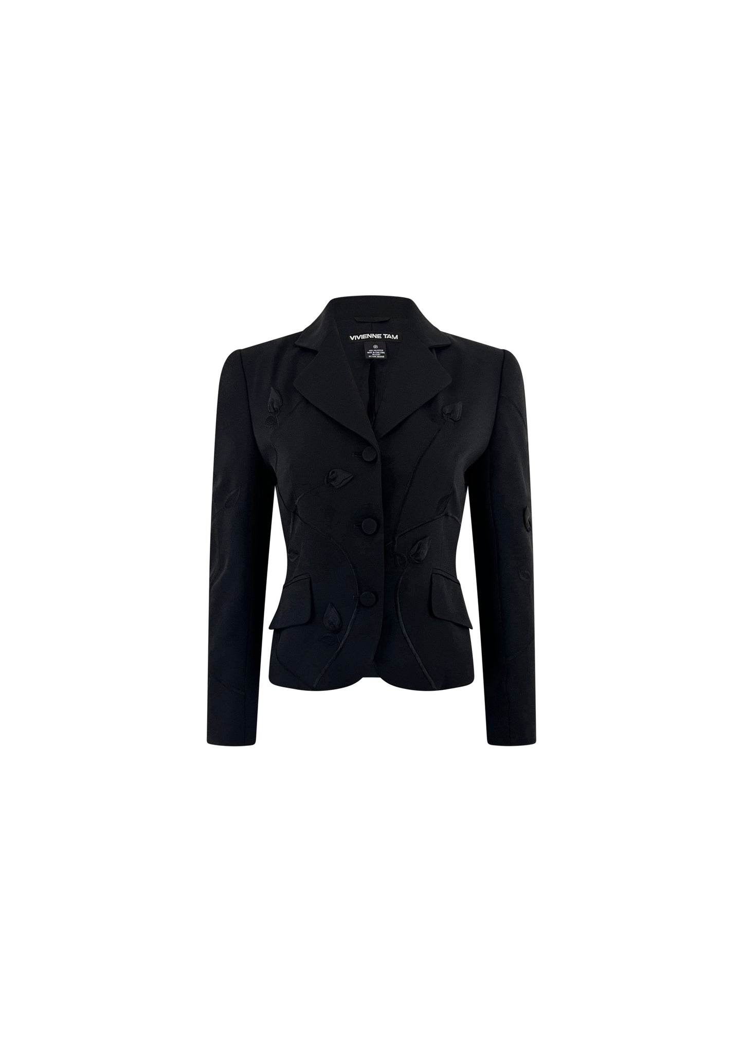 Black 3D Floral Embroidered Jacket
