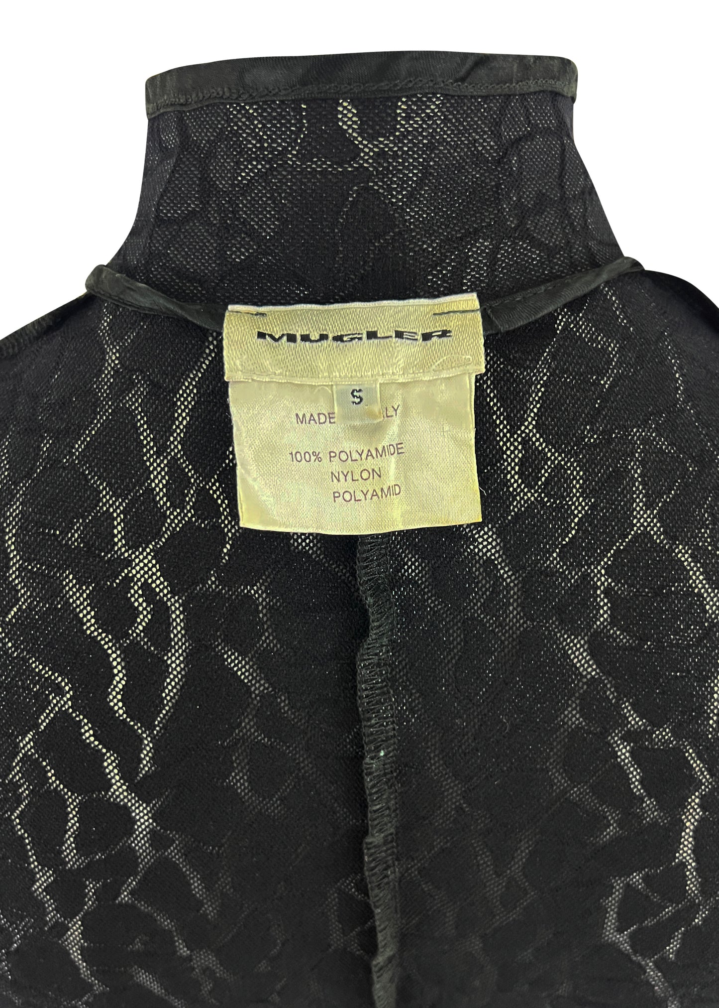 Black Crackle Texture Long Sleeve Bodysuit