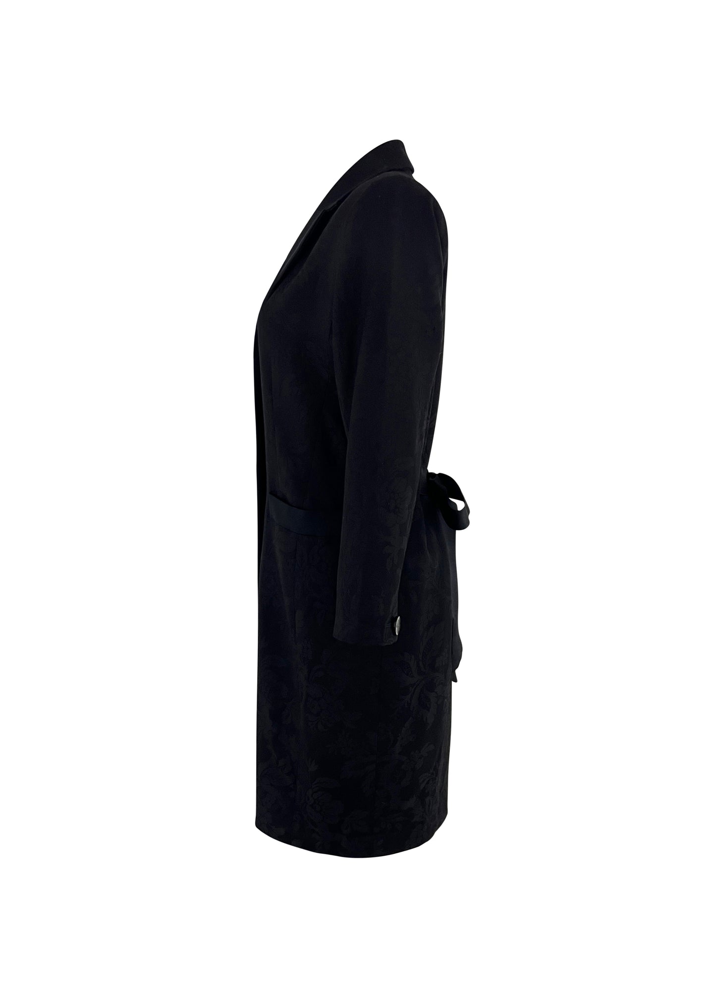 Black Silk Brocade Dress Coat