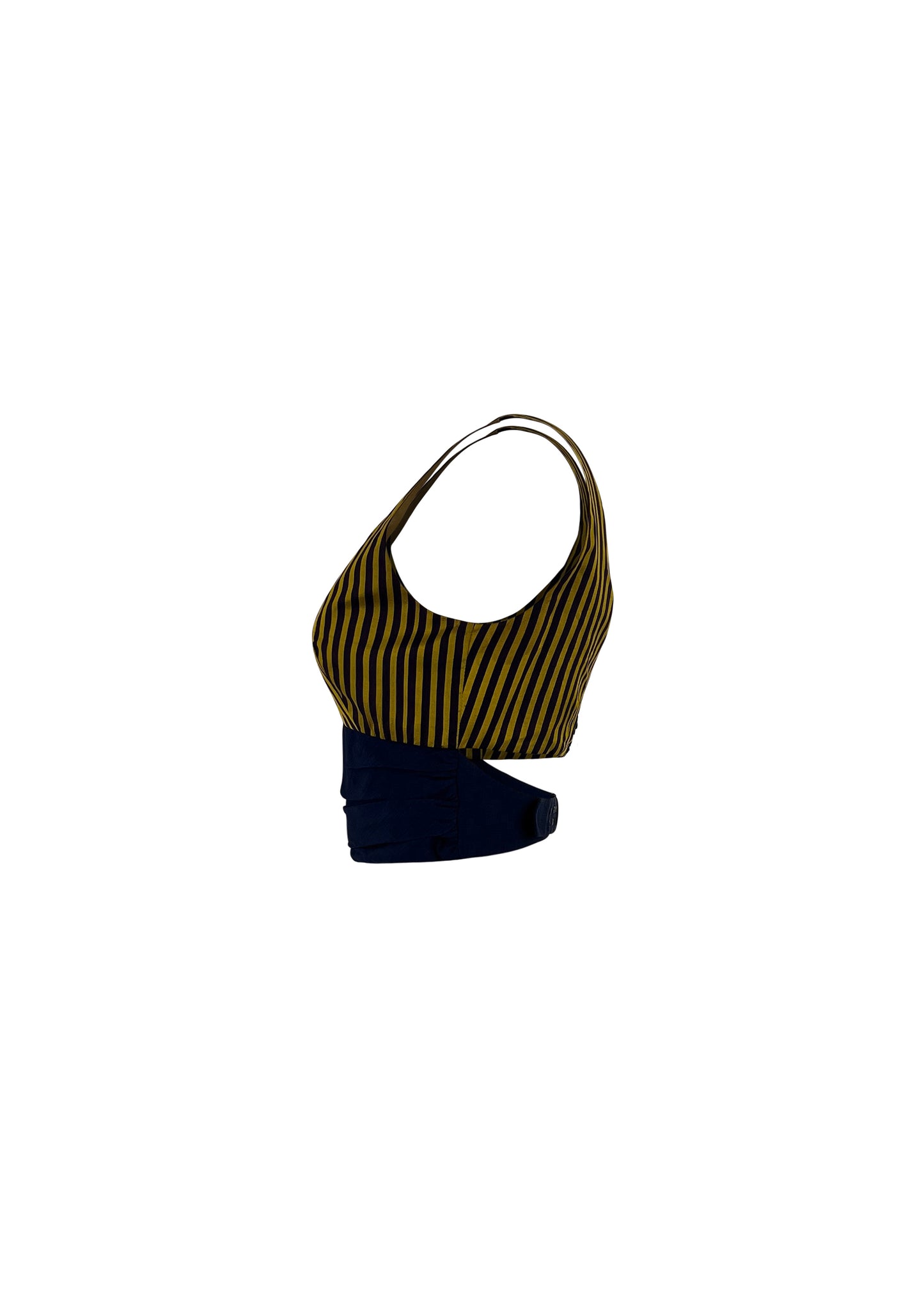 Purple & Yellow Stripe Buckle Top