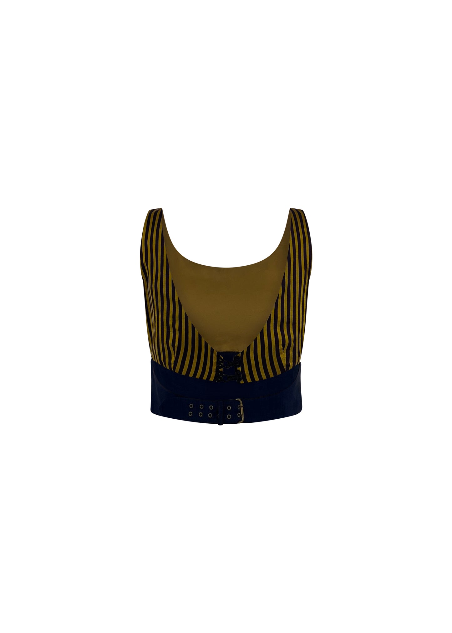 Purple & Yellow Stripe Buckle Top