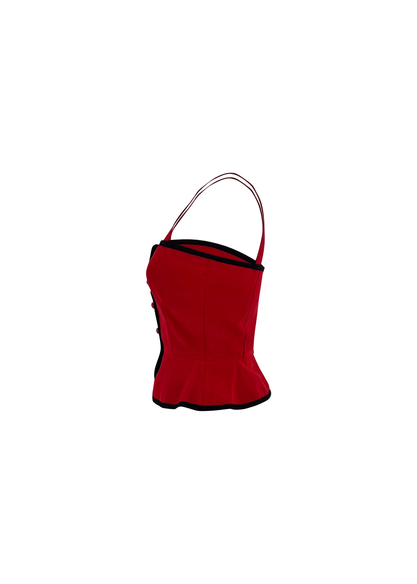 Red Cotton Bustier with Black Trim