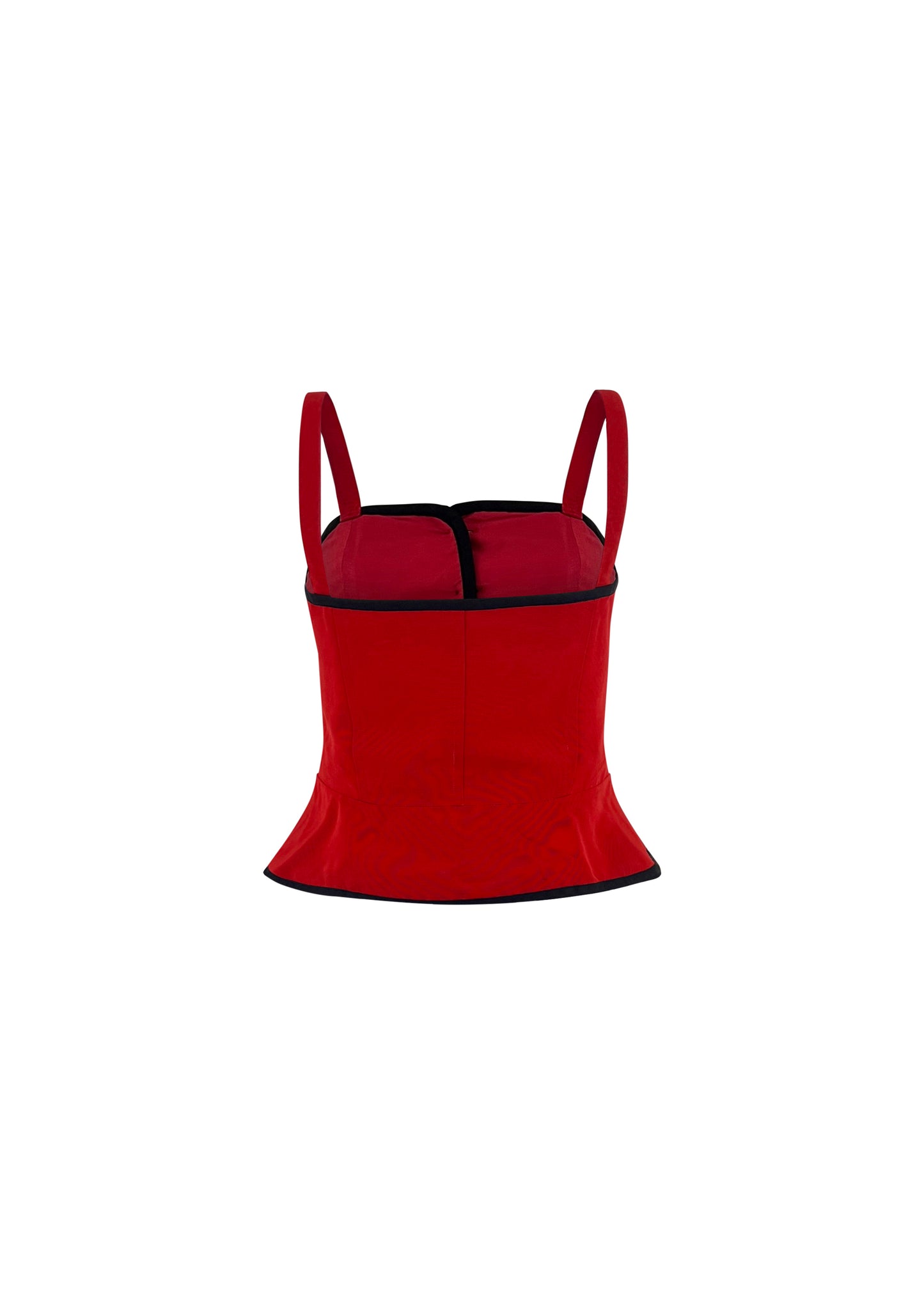Red Cotton Bustier with Black Trim