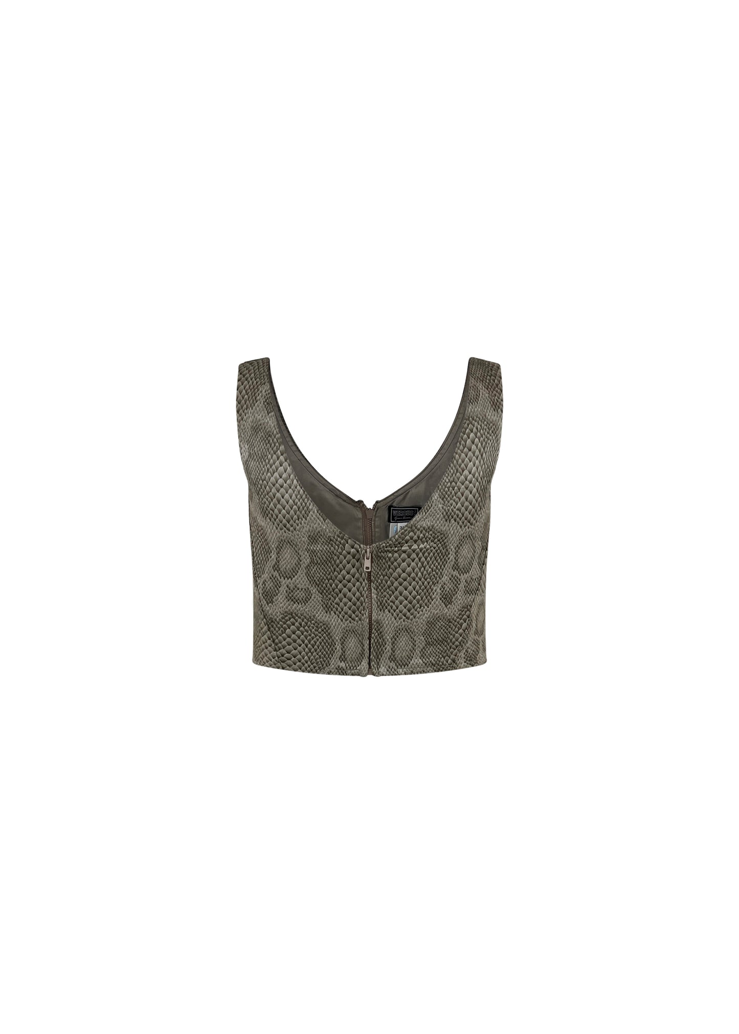 Silver Python Print Lace Up Top
