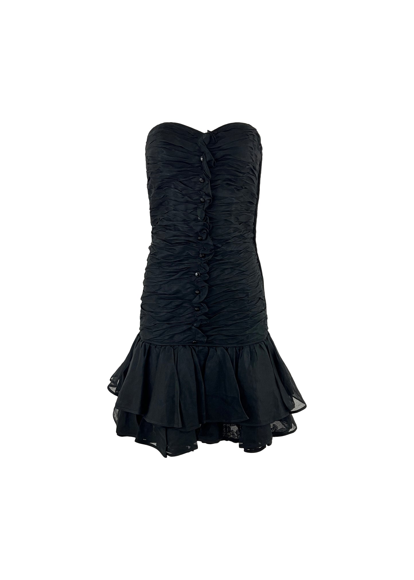 Black Strapless Silk Taffeta Party Dress