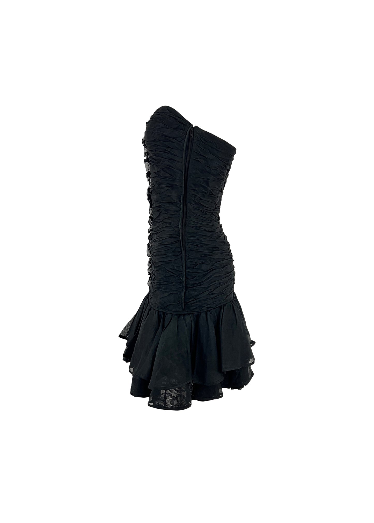Black Strapless Silk Taffeta Party Dress