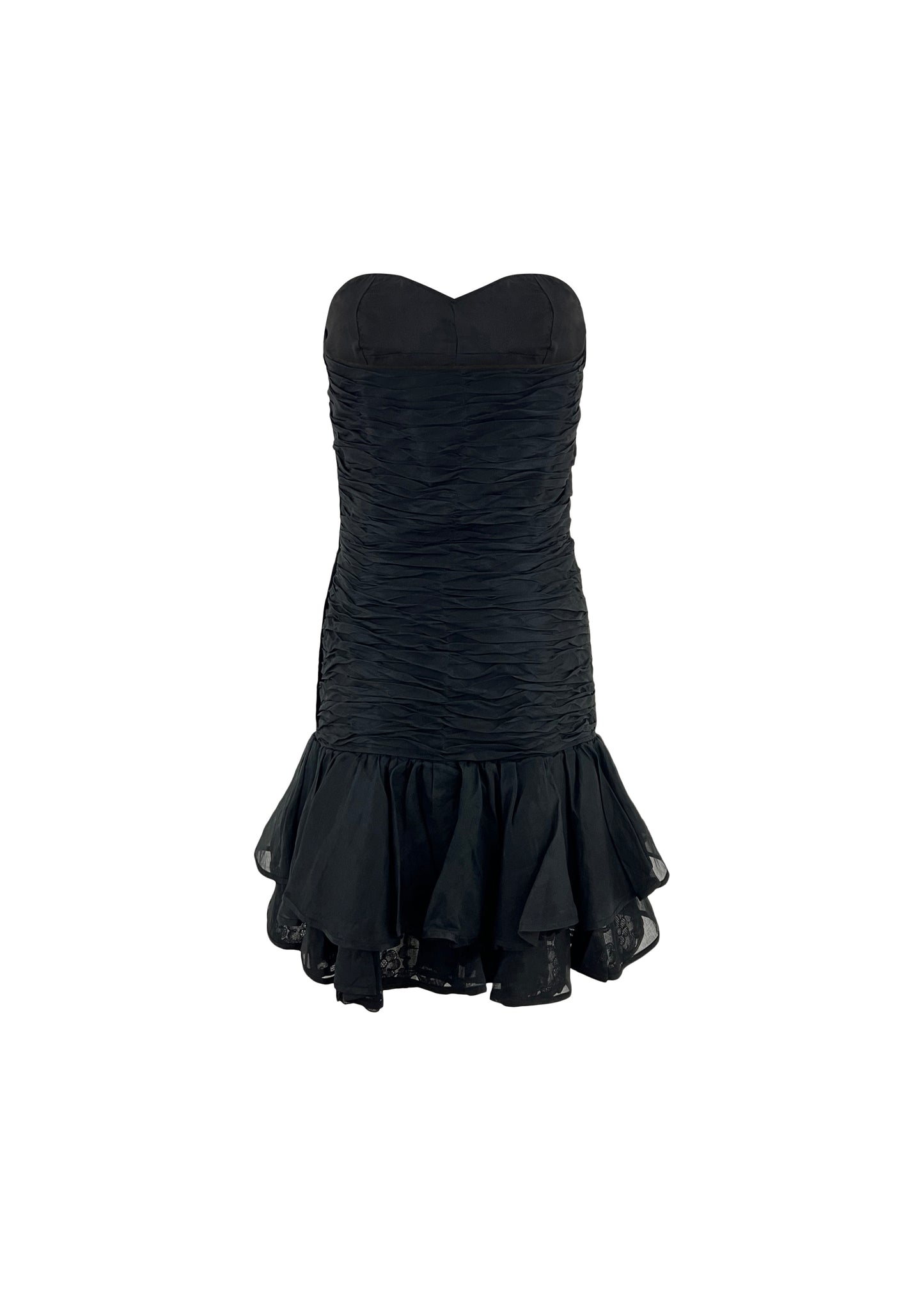 Black Strapless Silk Taffeta Party Dress