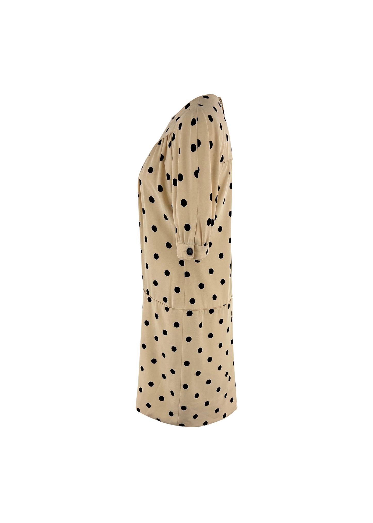 Cream Polka Dot Puff Sleeve Dress