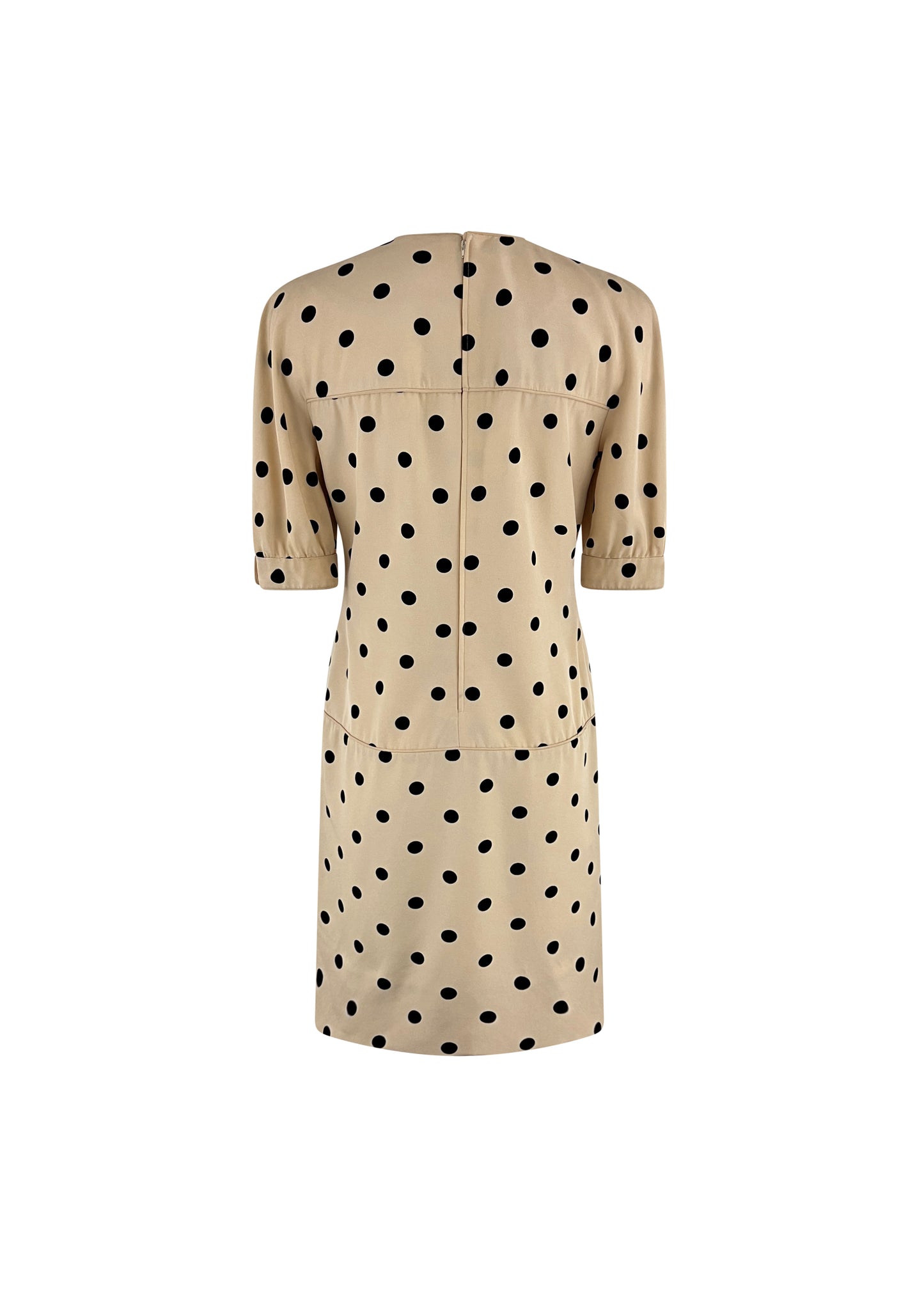 Cream Polka Dot Puff Sleeve Dress