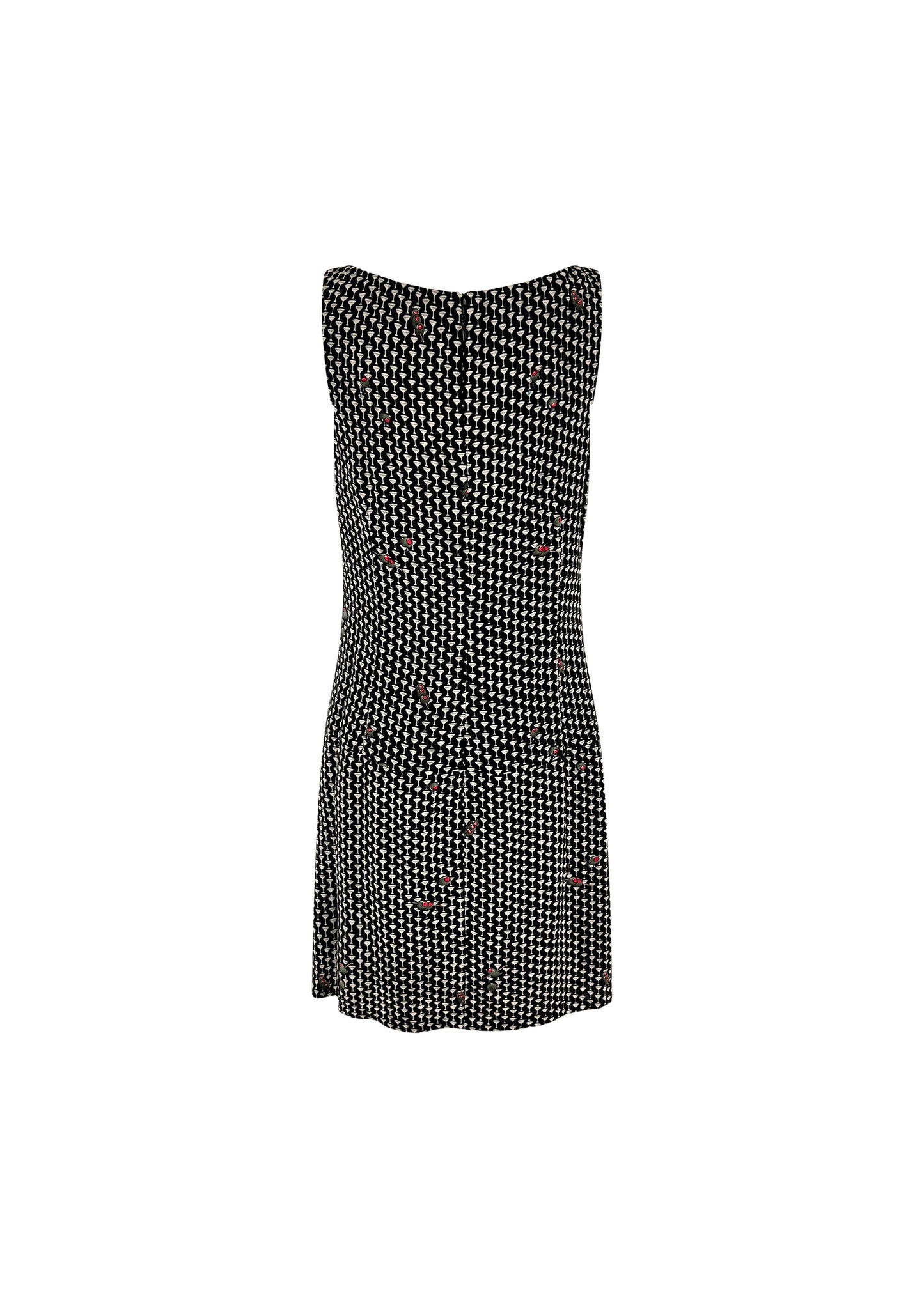 Black Rayon Dirty Martini Print Shift Dress