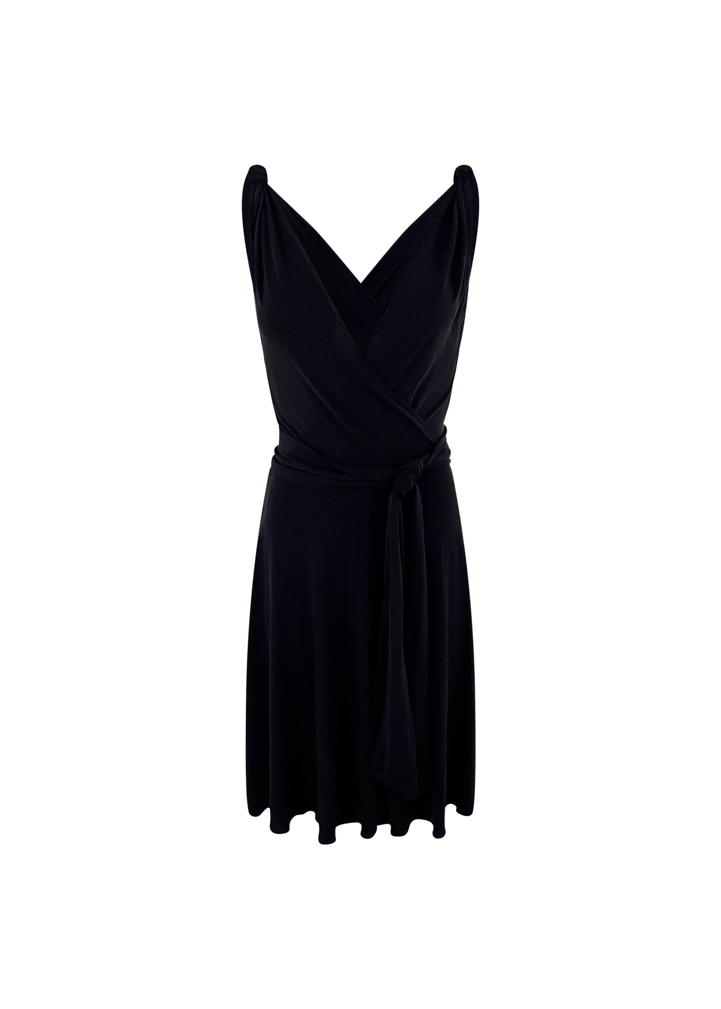 Black Rayon Cheap & Chic Knot Shoulder Dress