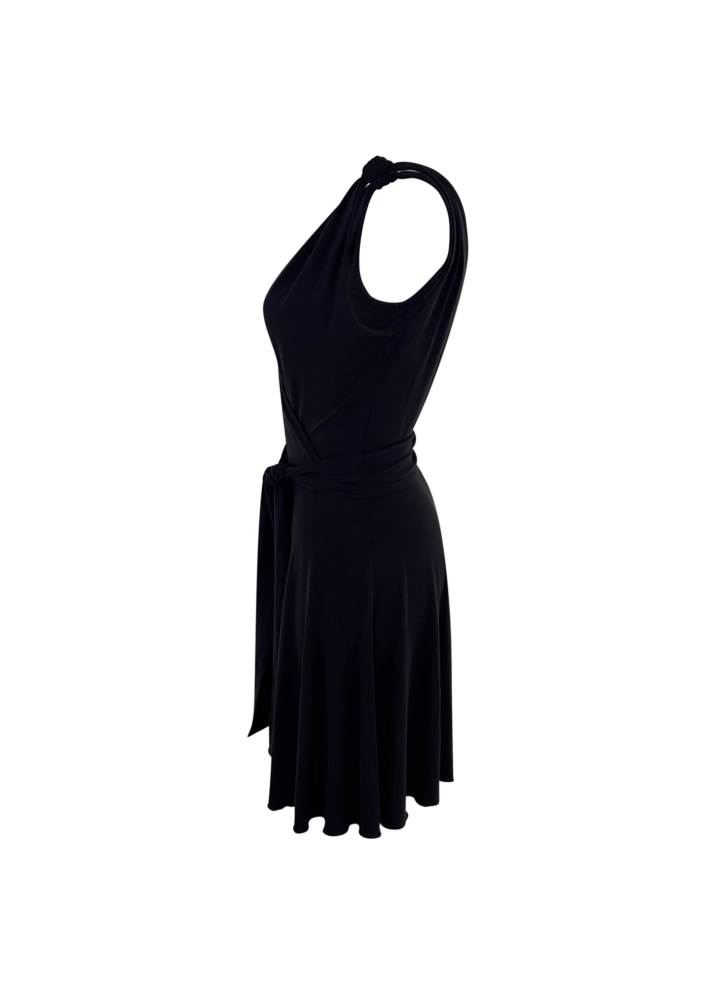 Black Rayon Cheap & Chic Knot Shoulder Dress