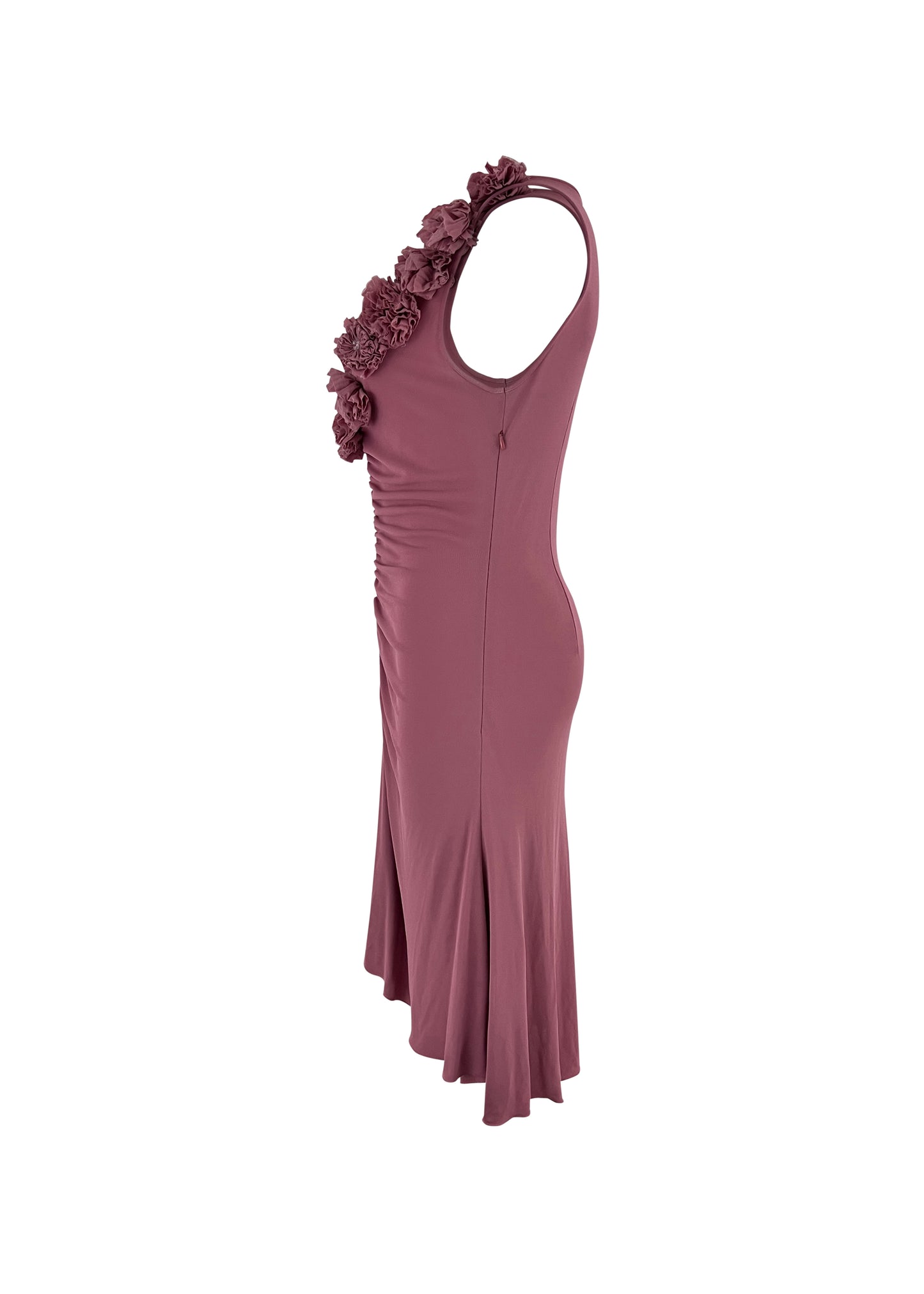 Mauve Cheap & Chic Ruched Roses Midi Dress