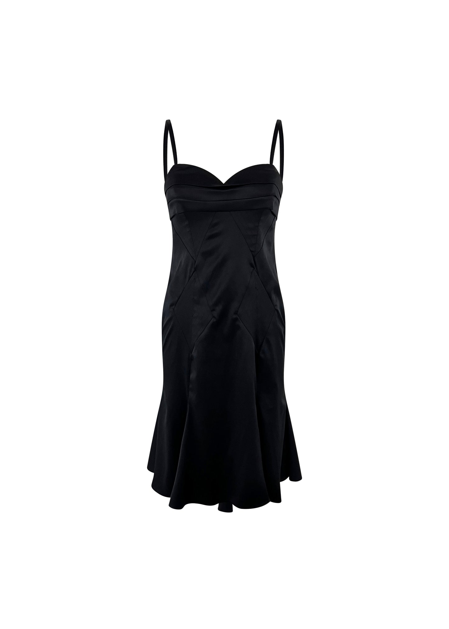 Black Satin Just Cavalli Fluted Hem Dress