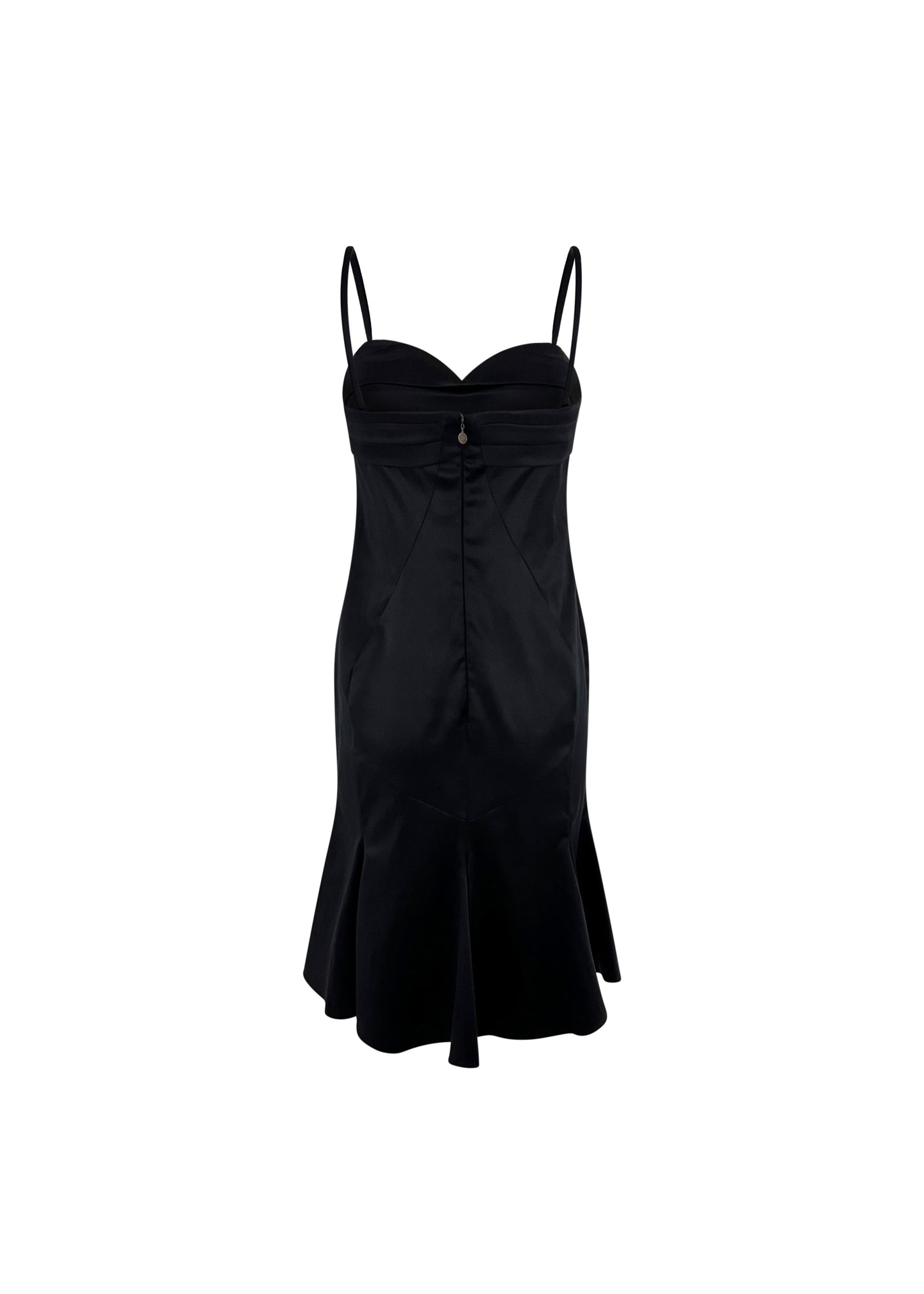 Black Satin Just Cavalli Fluted Hem Dress