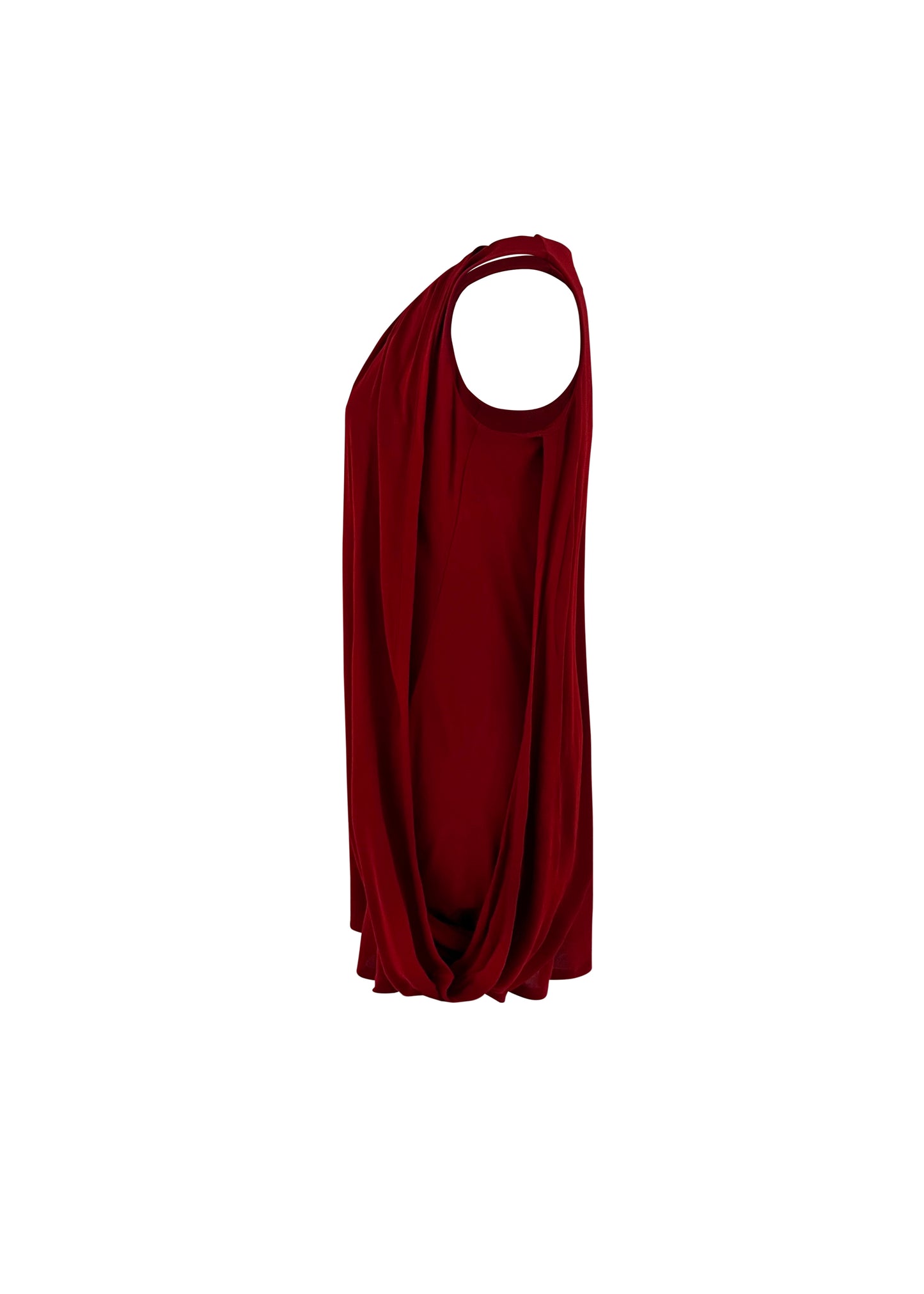 Red Viscose Draped Dress