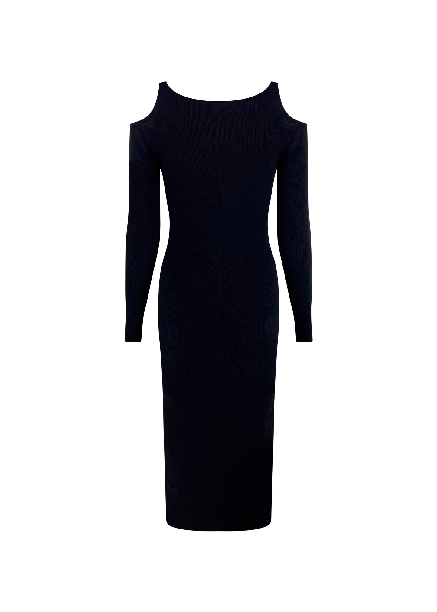 Black Knit Cutout Ribbed Midi Dress