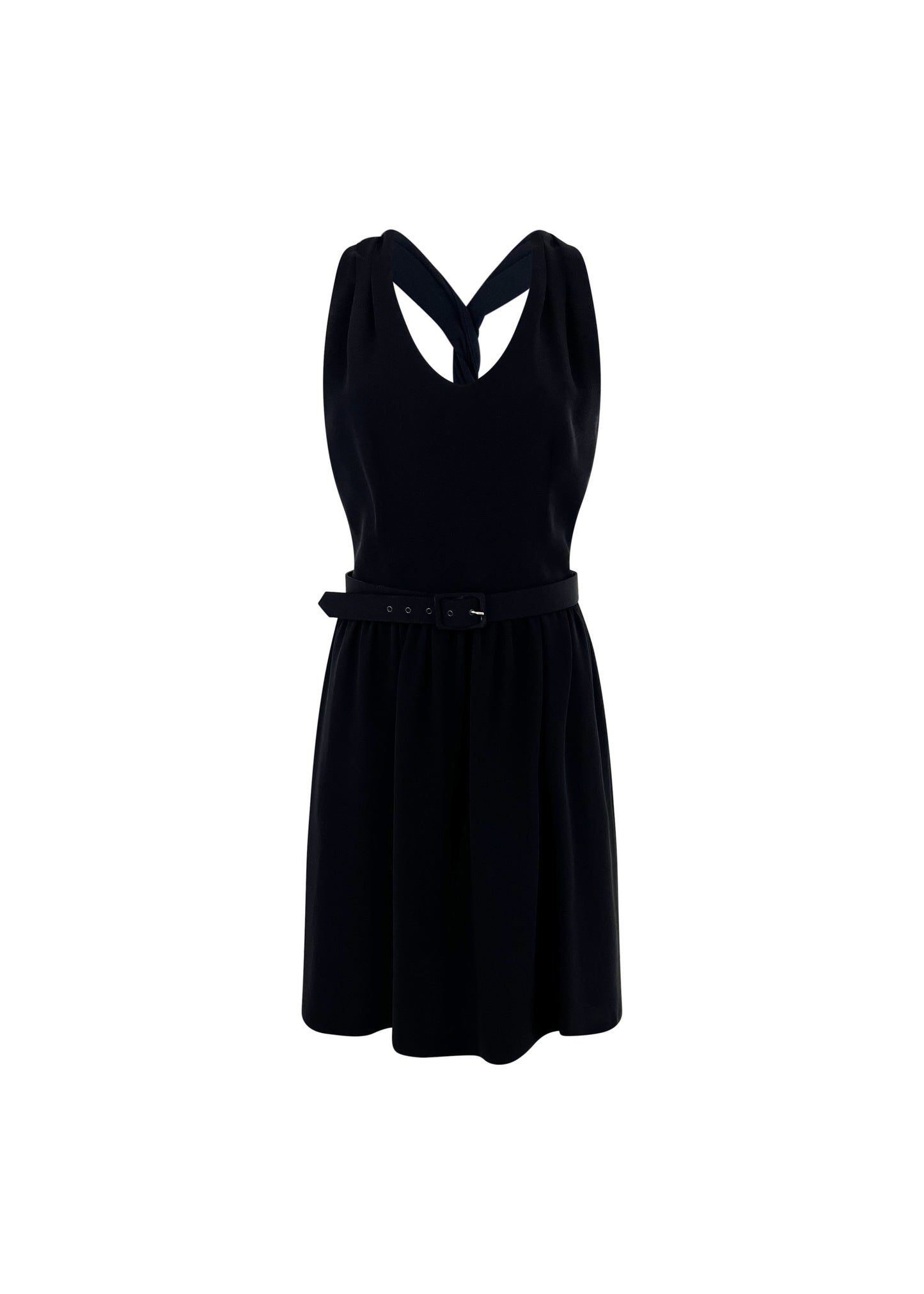 Black Silk Blend Twisted Back Dress