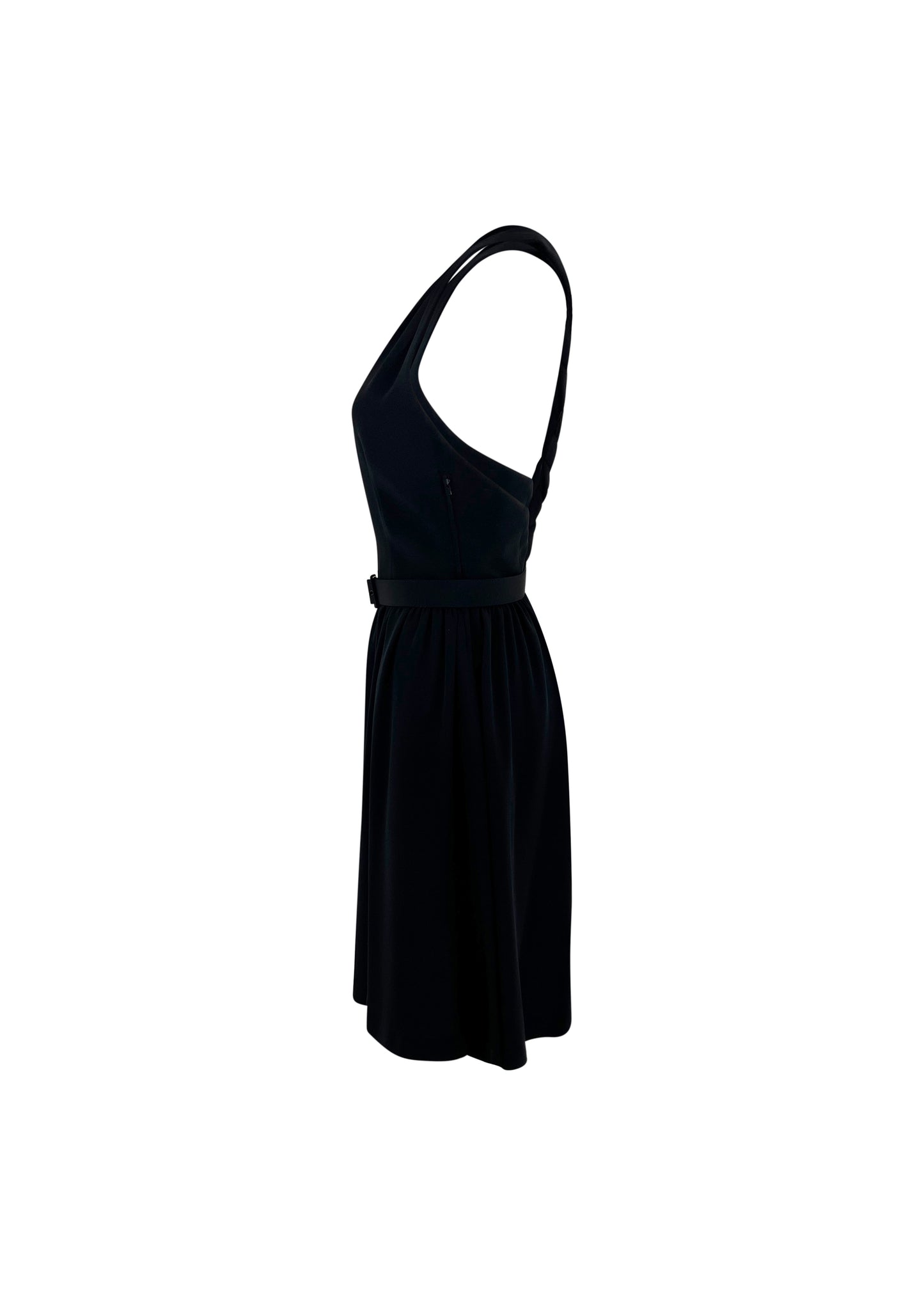 Black Silk Blend Twisted Back Dress