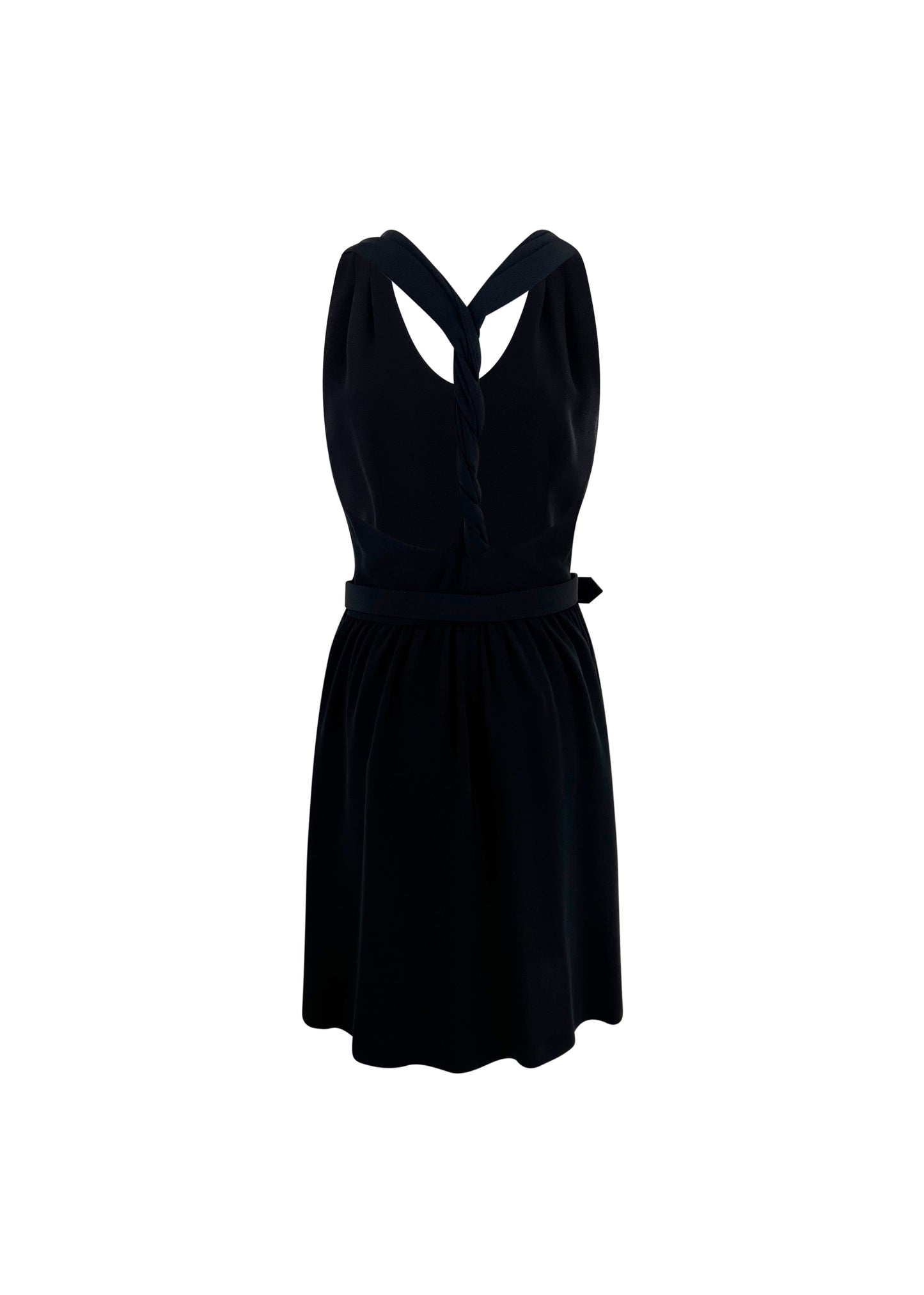 Black Silk Blend Twisted Back Dress