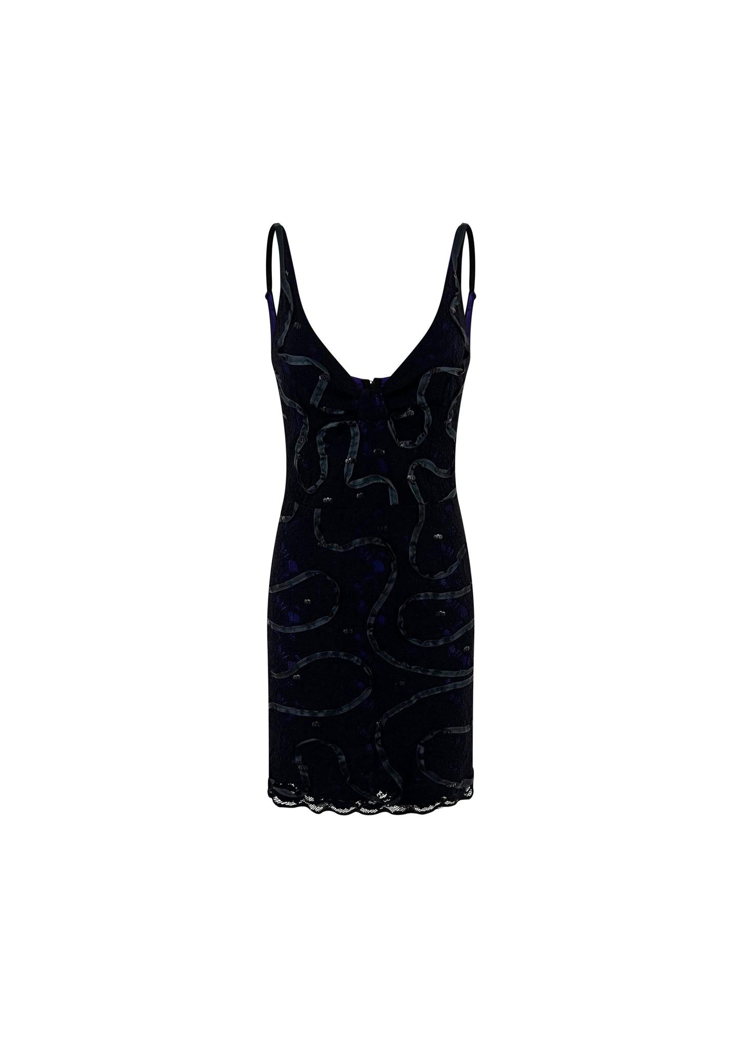 Purple & Black Lace Mini Dress