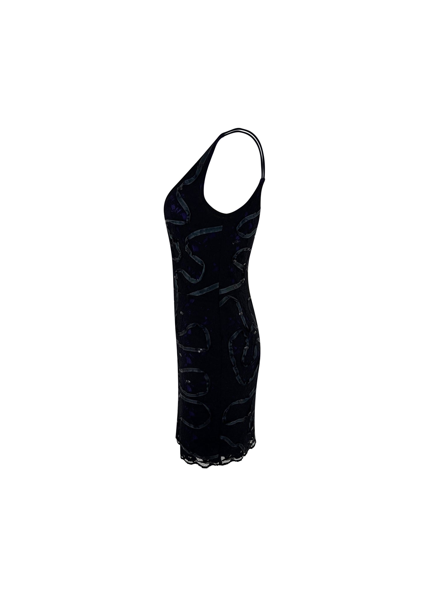 Purple & Black Lace Mini Dress