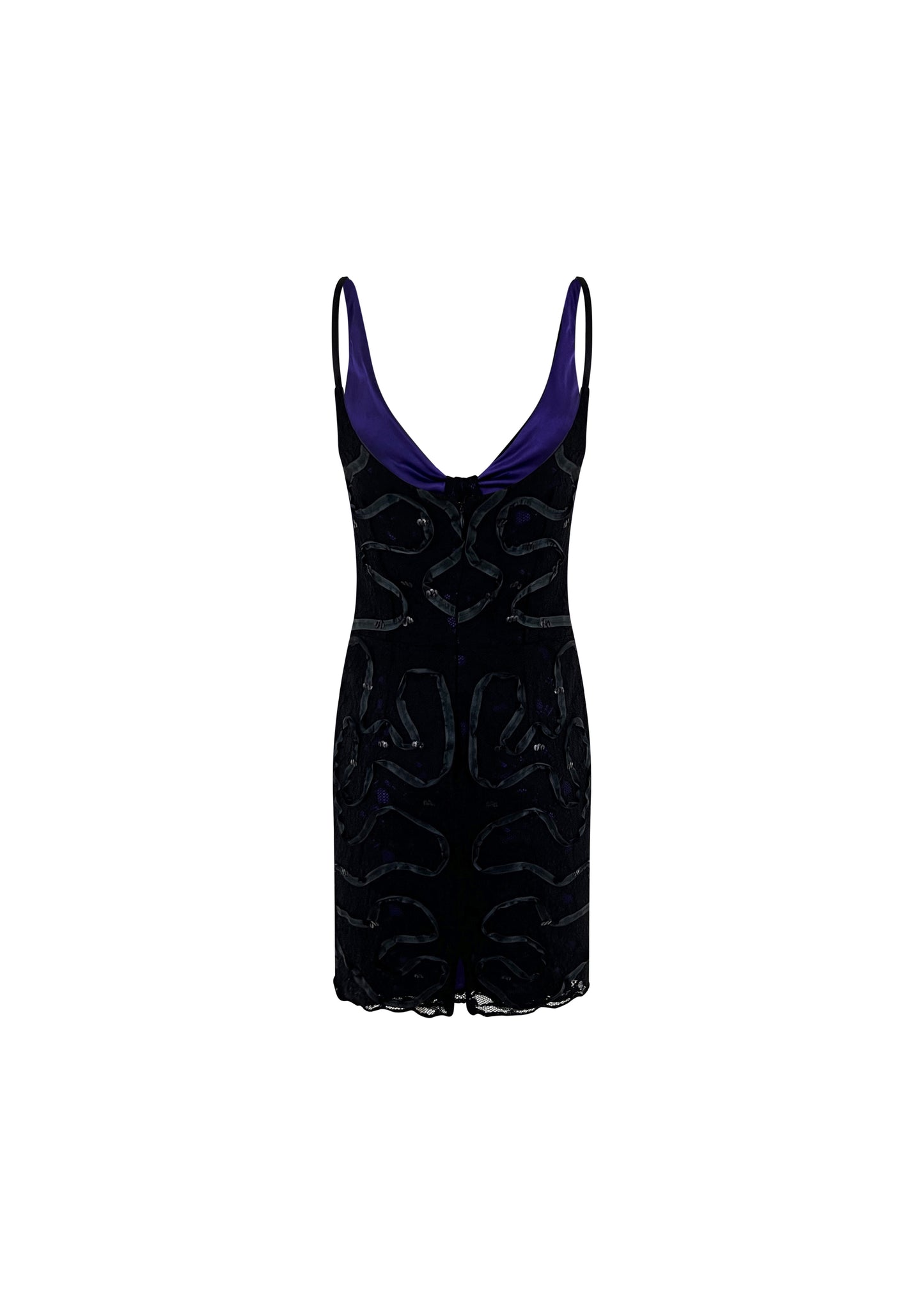 Purple & Black Lace Mini Dress