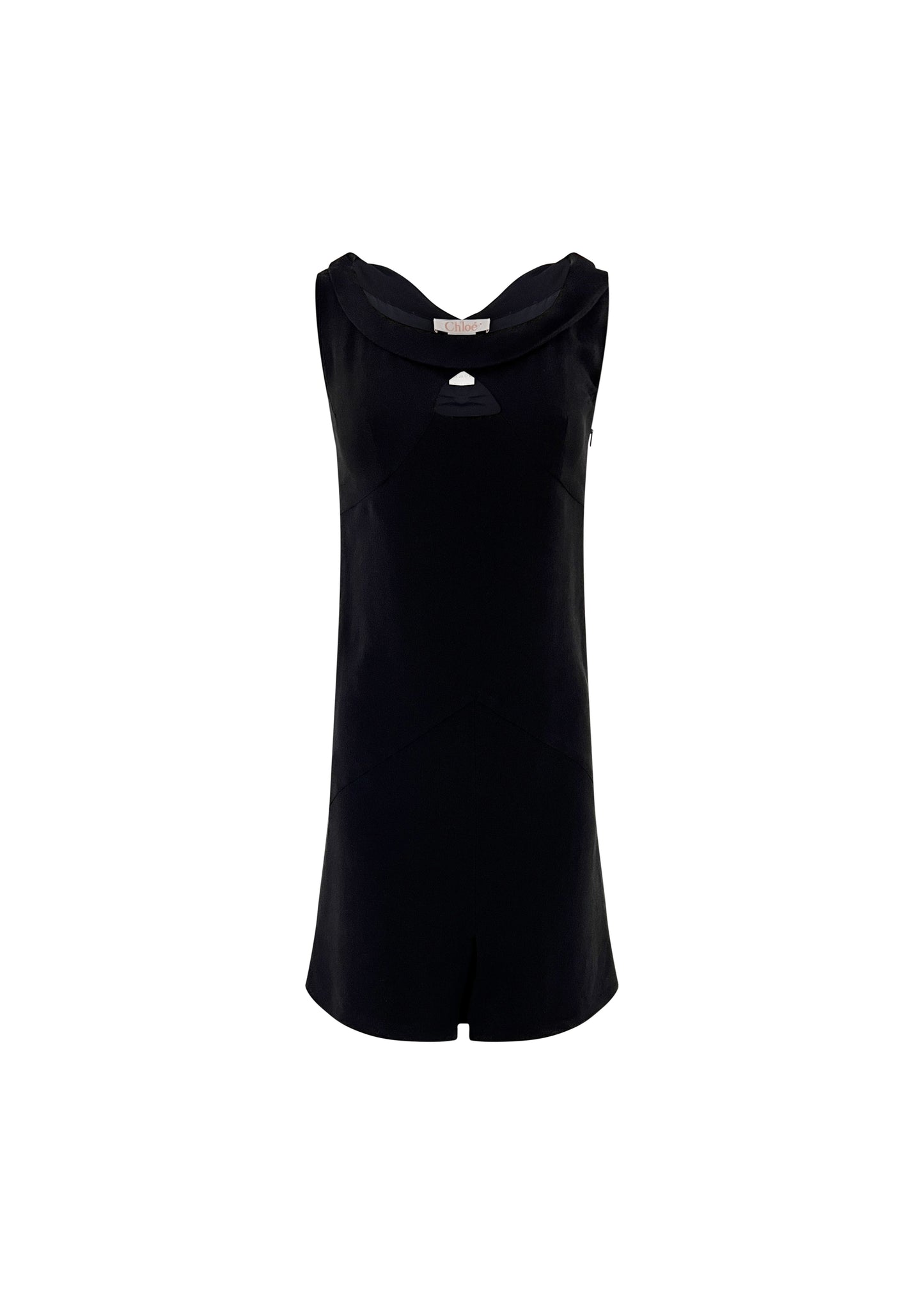 Black Silk Sleeveless Keyhole Dress