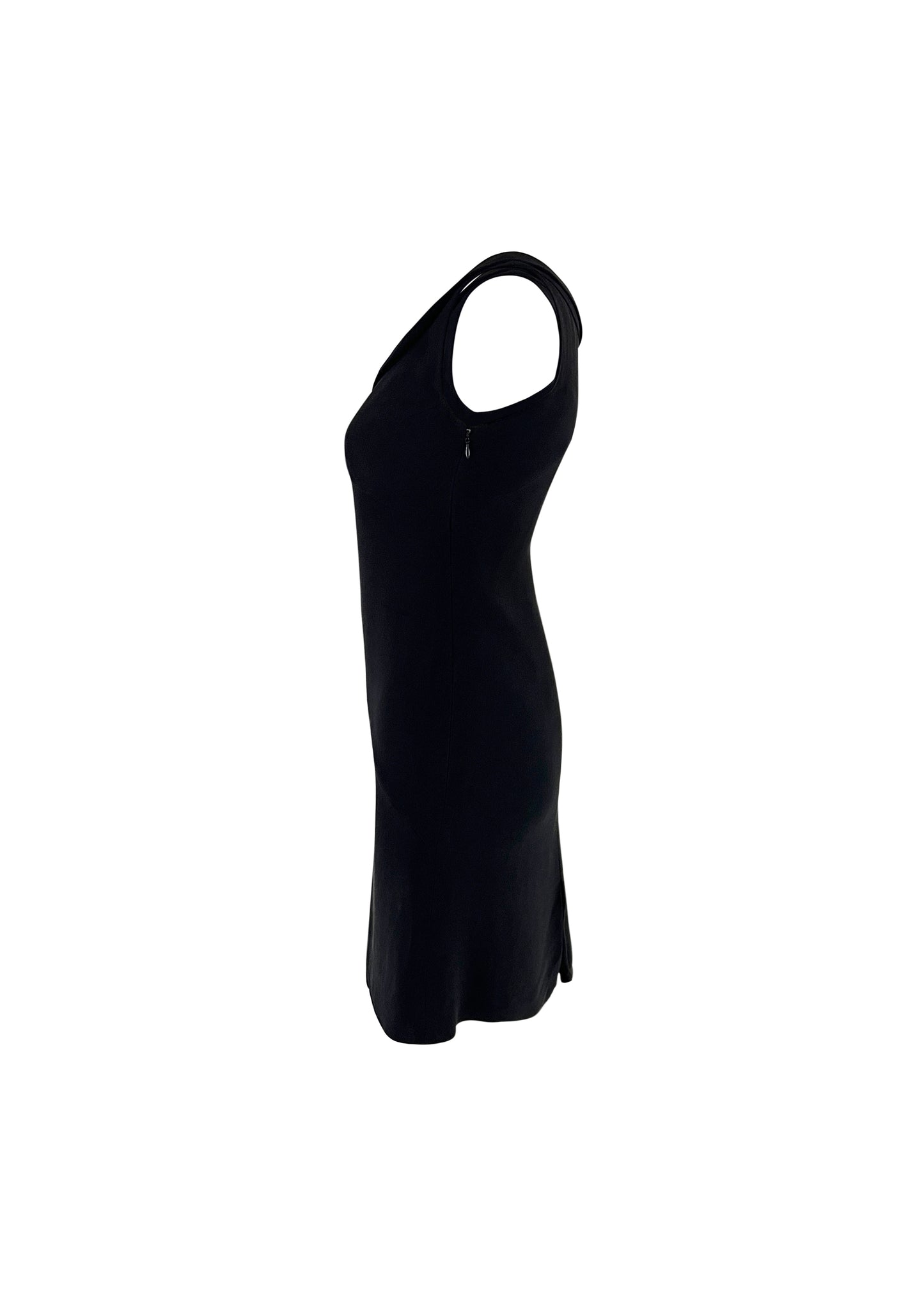 Black Silk Sleeveless Keyhole Dress