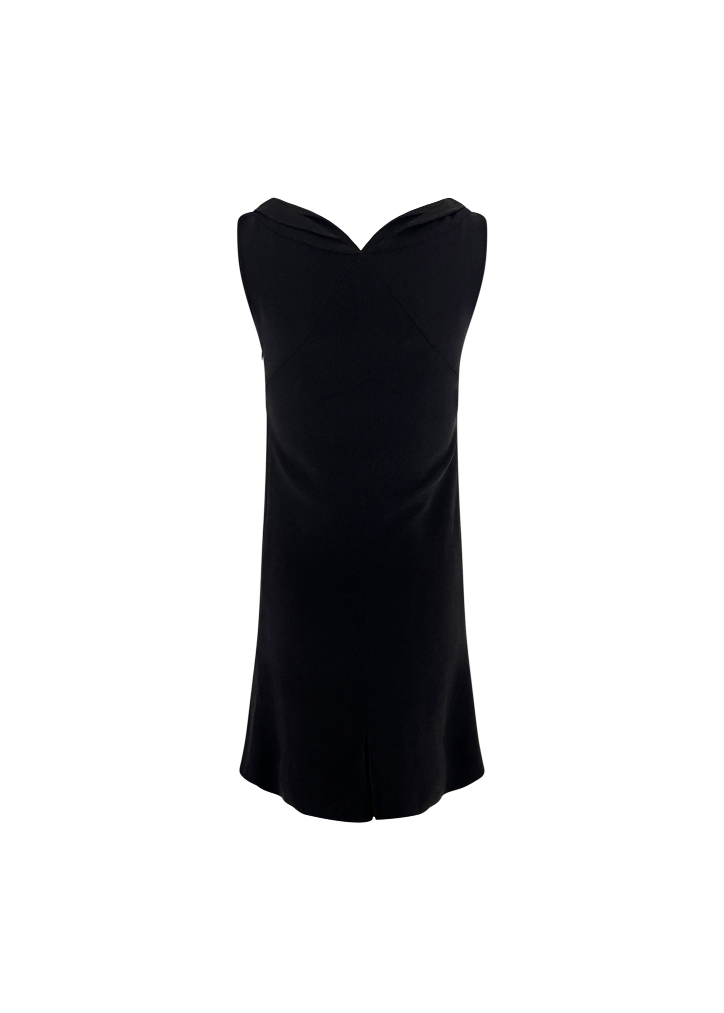 Black Silk Sleeveless Keyhole Dress