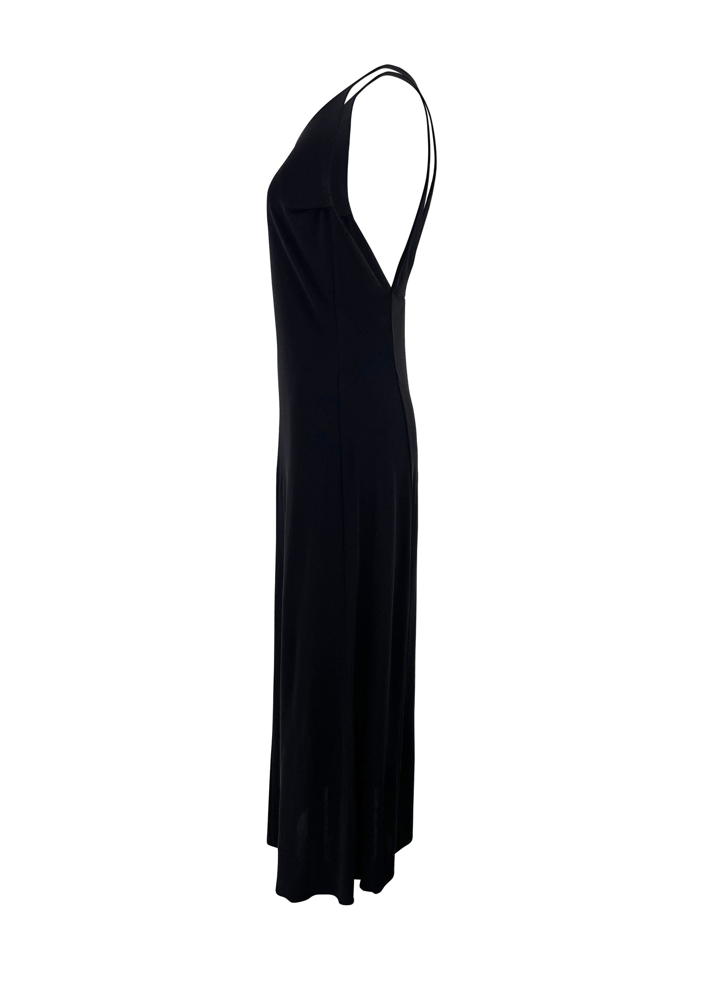 Black Viscose Slit Back Maxi Dress