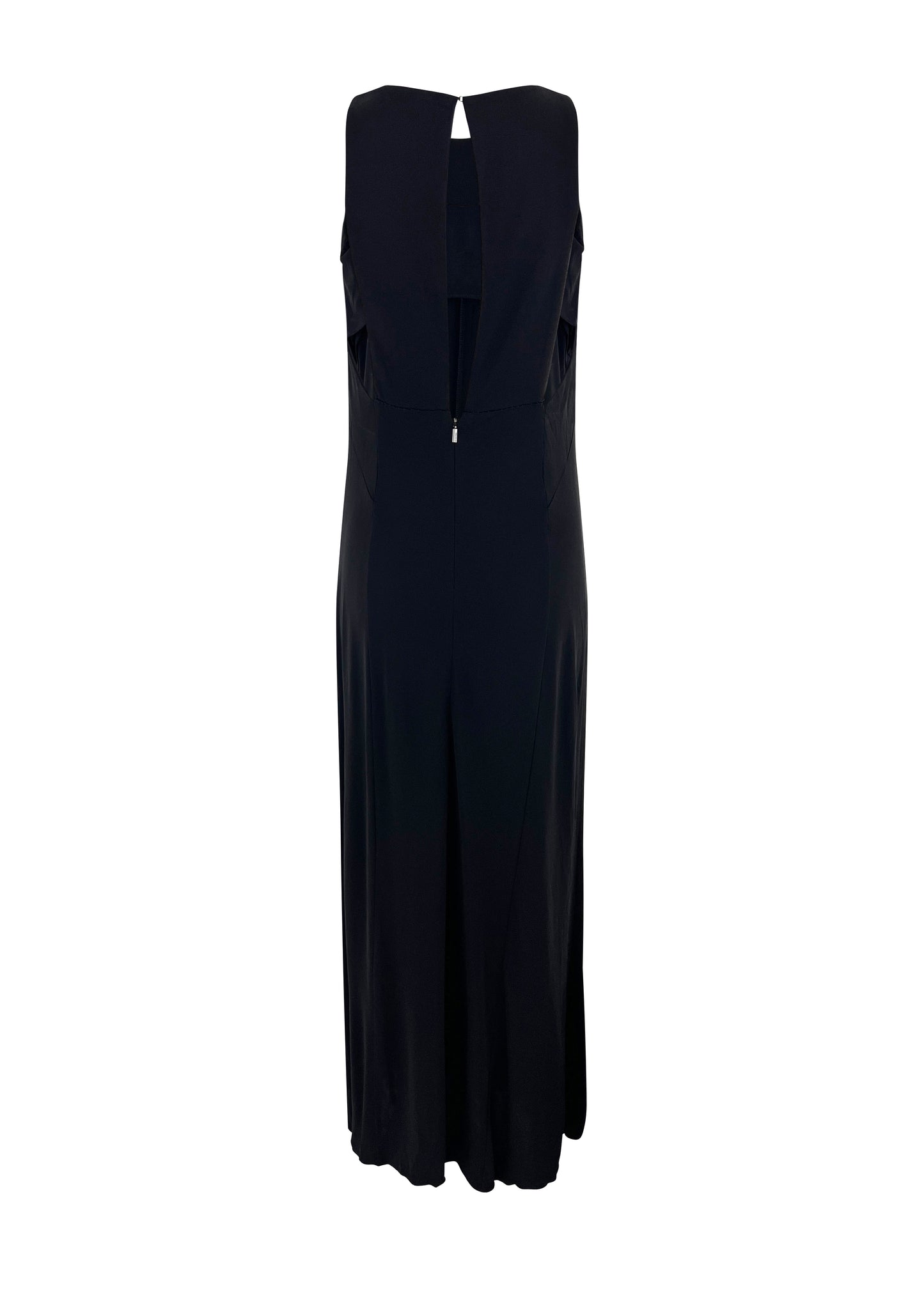 Black Viscose Slit Back Maxi Dress