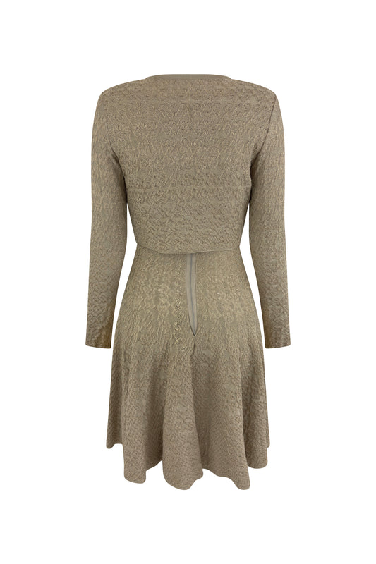 Gold Knit Dress & Cardigan Set
