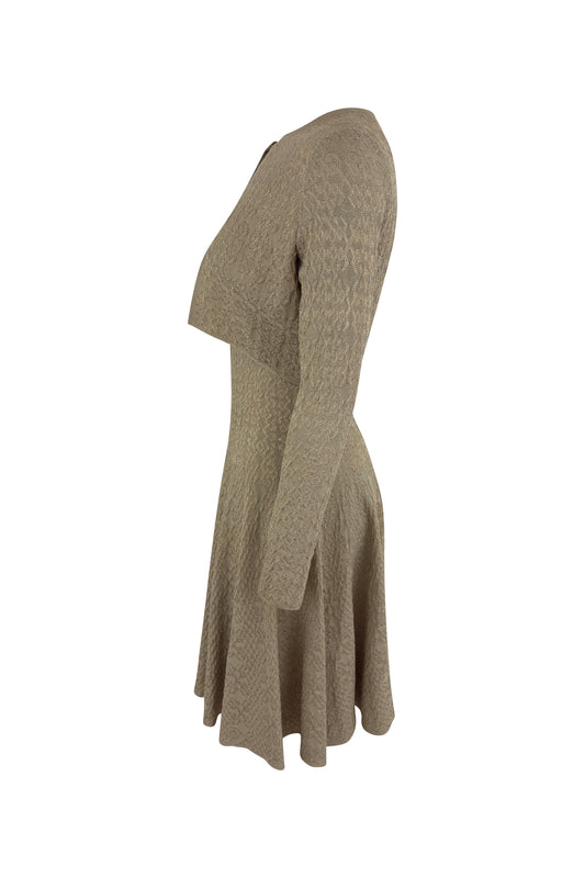 Gold Knit Dress & Cardigan Set