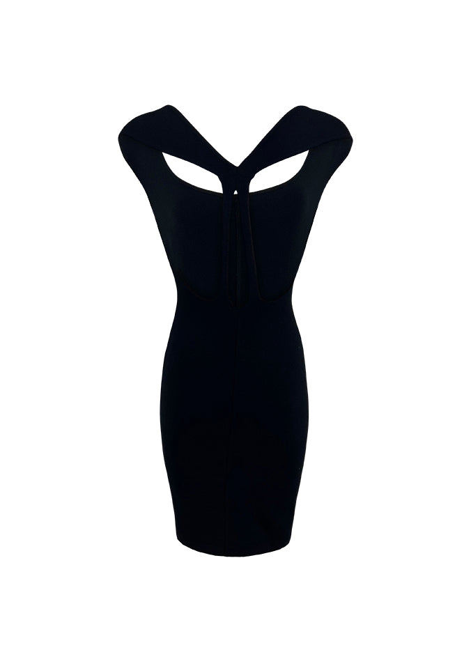 Black Strappy Back Stretch Mini Dress