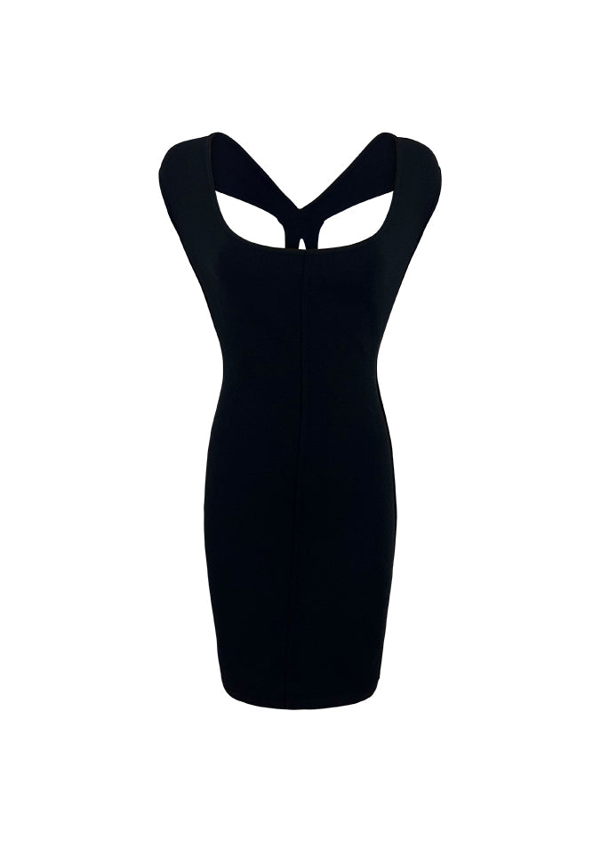 Black Strappy Back Stretch Mini Dress