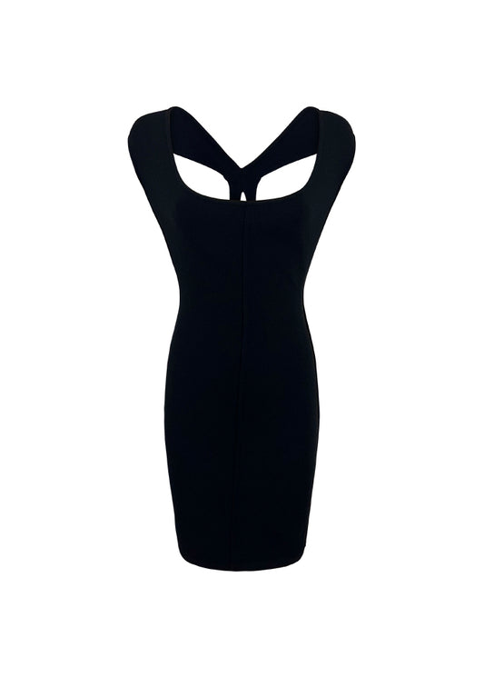 Black Strappy Back Stretch Mini Dress