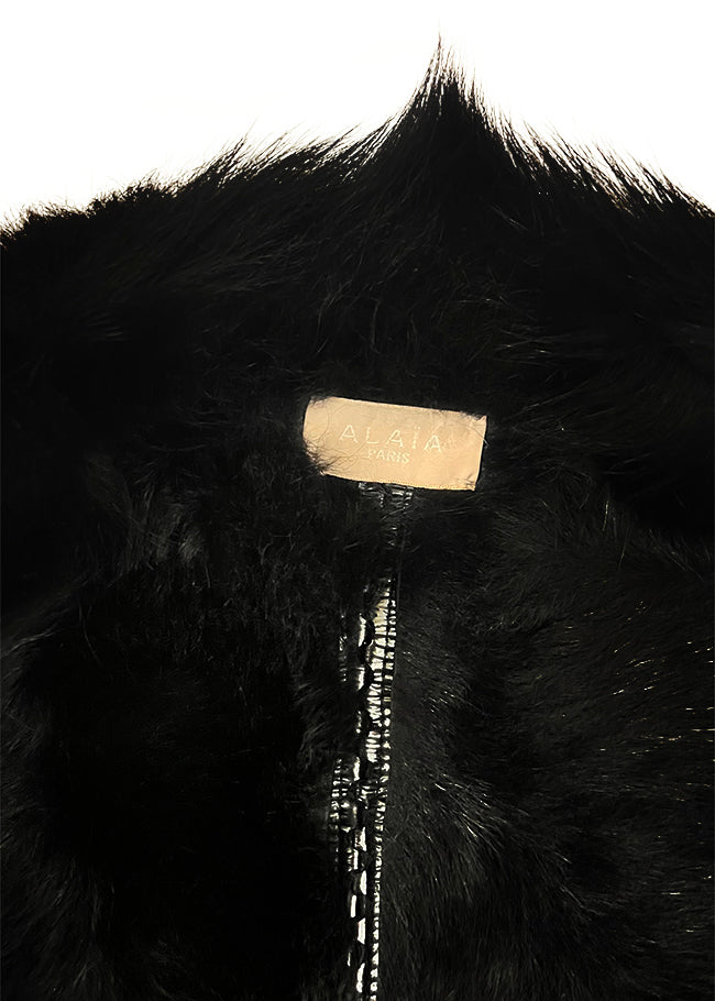 Black Patent Leather and Fur Lined Jacket