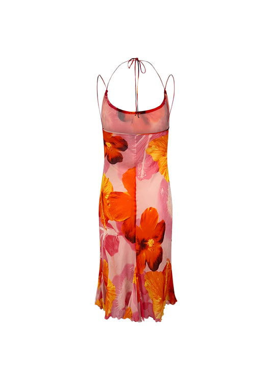 Pink Silk Hibiscus dress