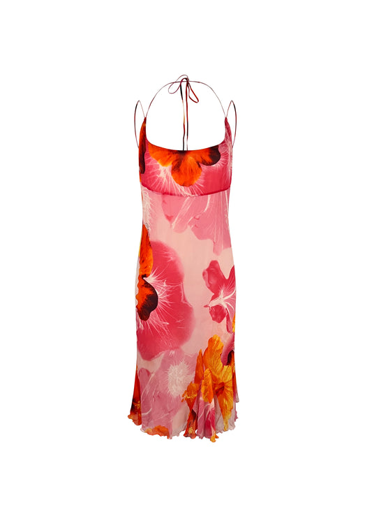 Pink Silk Hibiscus dress