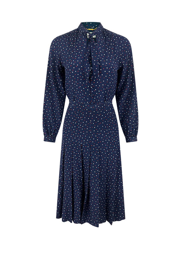 Blue Stars & Hearts Print Blouse and Skirt Set