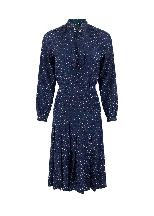 Blue Stars & Hearts Print Blouse and Skirt Set